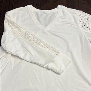 Jane and Delancey White Long Sleeve Top with Lace Detail